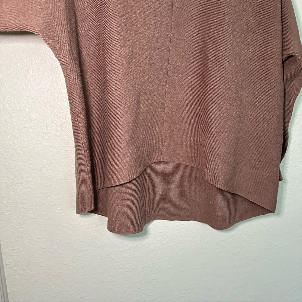 113. Mauve Color High Low Crowl Neck Poncho Sweater - Picture 4 of 7